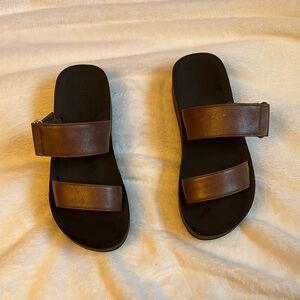 Cobian Women's Sandals with Brown Straps and Black Sole